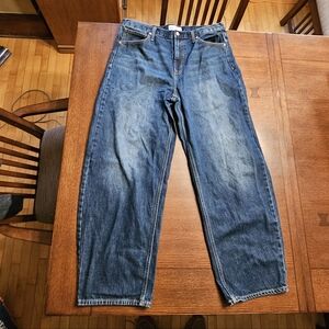 Gap Barrel High Rise Dark Indigo Jeans 14 Or 32
